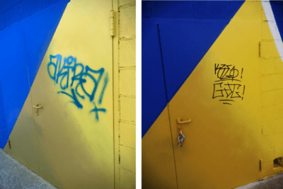 Actes de vandalisme al mural d’Oriol Leim del Mini Pavelló Els Caus