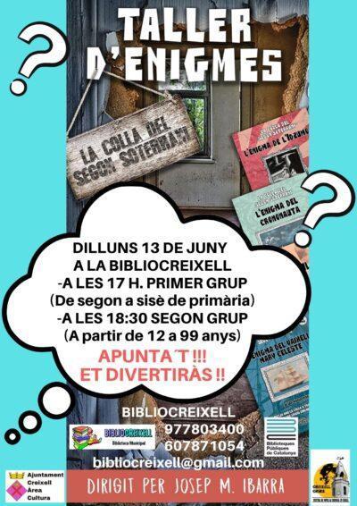 Taller d’enigmes a la Biblioteca de Creixell el 13 de juny