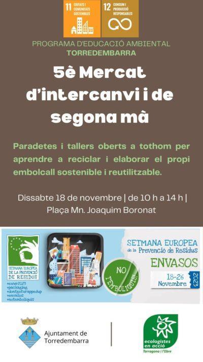 5è Mercat d’intercanvi i de segona mà a Torredembarra el 18 de novembre