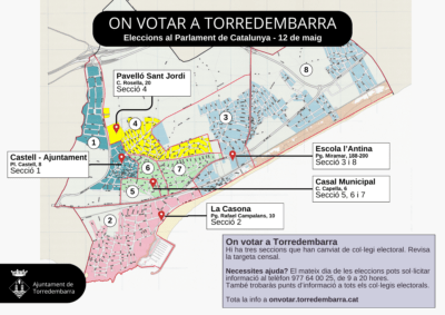 Tres seccions canvien de col·legi electoral a Torredembarra el proper 12-M