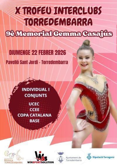 El 10è Trofeu Interclubs de Torredembarra de Gimnàstica Rítmica i 9è Memorial Gemma Casajús se celebra el 22 de febrer